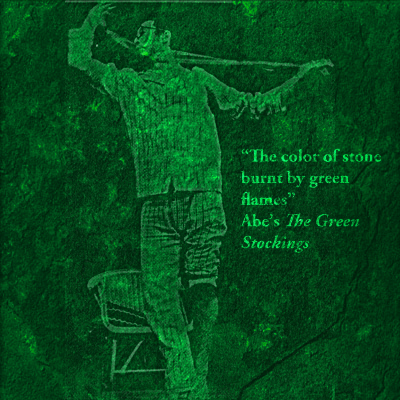  in a production of Abe's The Green Stockings overlayed onto a slab of 